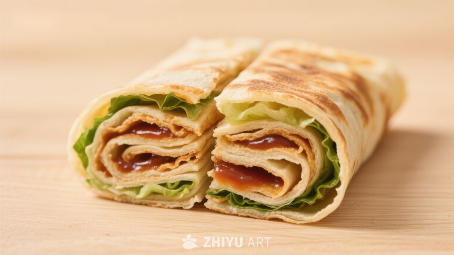 美味煎饼卷蔬菜酱料