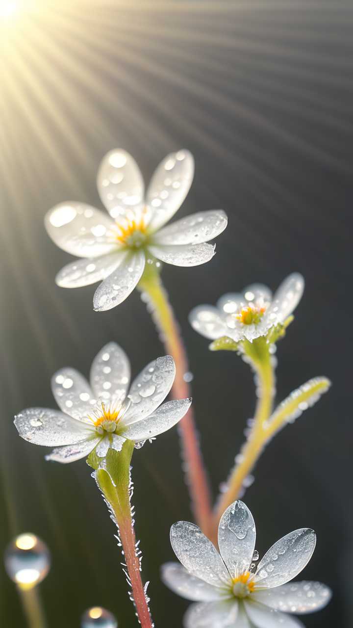 阳光下水滴小花