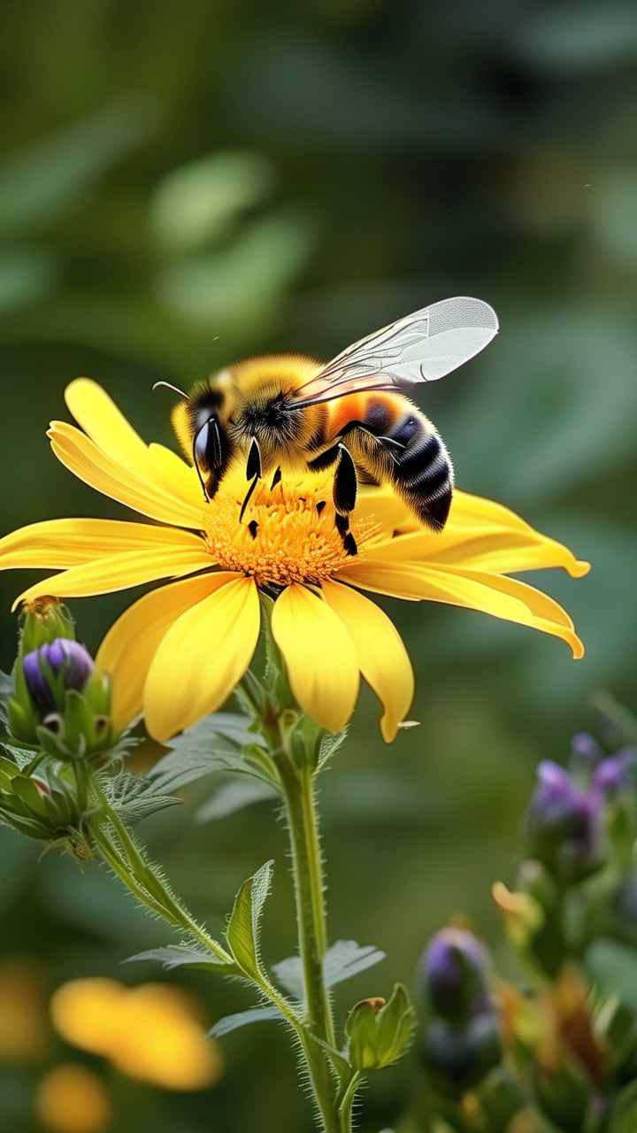蜜蜂在花间忙碌采蜜 6