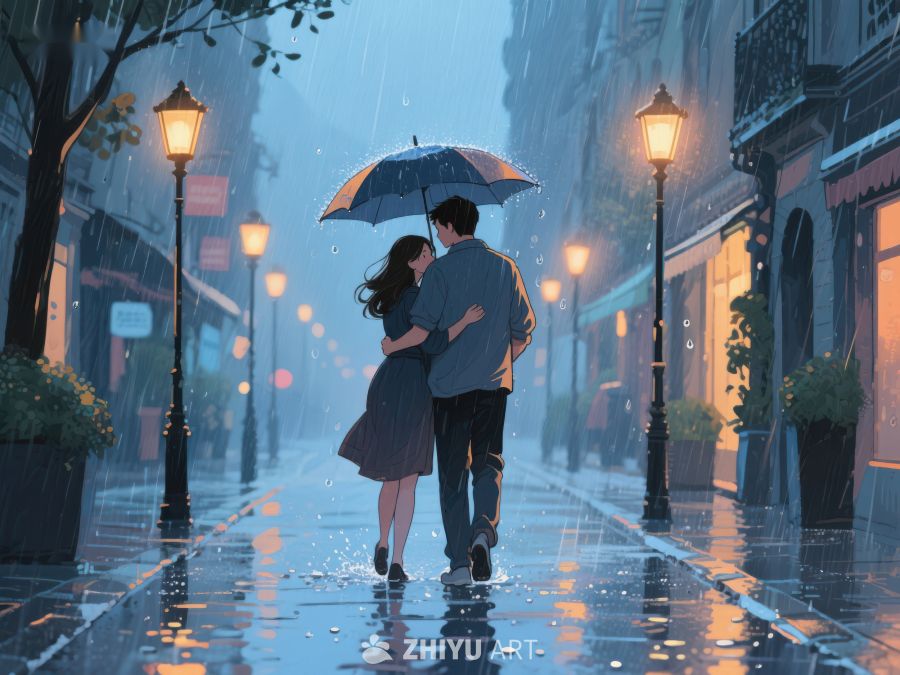 雨夜街头的浪漫漫步 1125