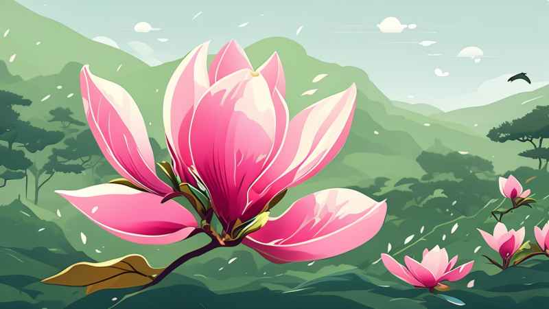 春季玉兰花扁平插画 8
