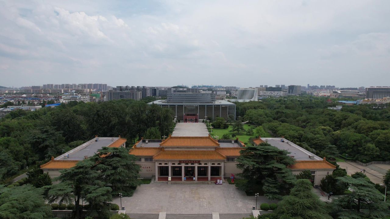 江苏徐州淮海战役纪念馆纪念碑航拍 
