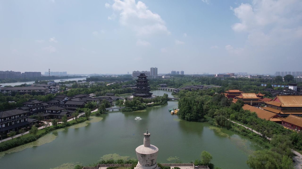 江苏宿迁城市风光地标建筑航拍 