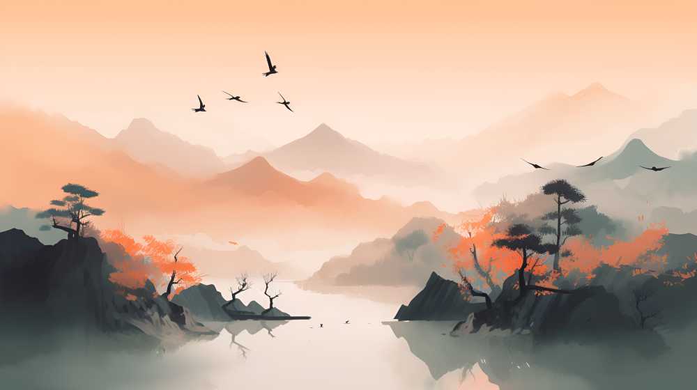 远处景色雾山峰