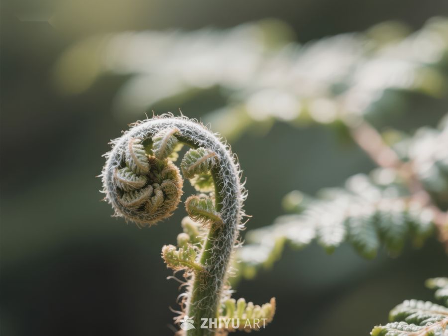 新生蕨叶的自然卷曲 374