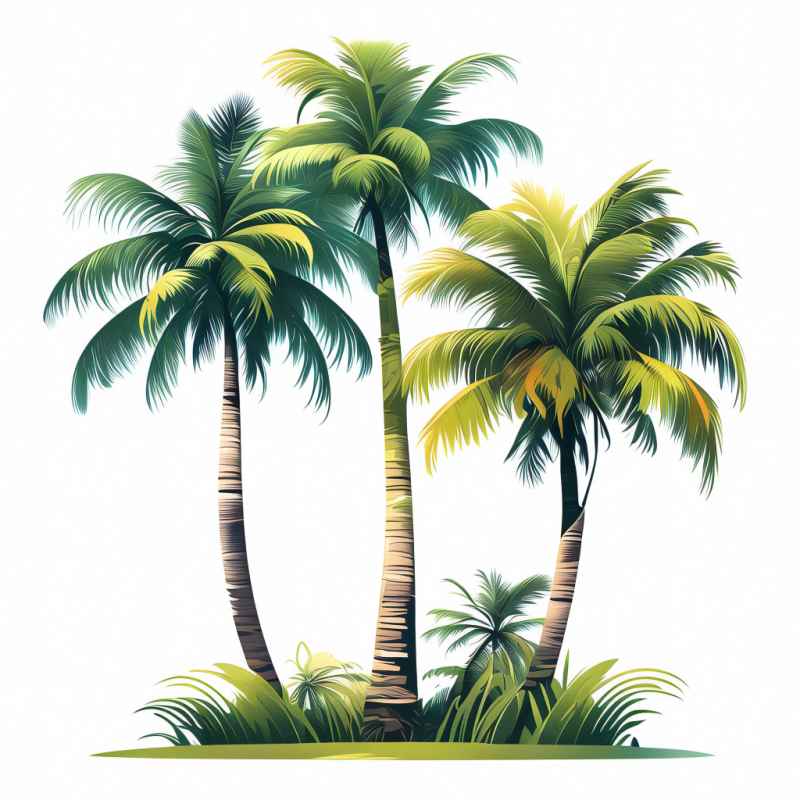 3棵热带椰子树元素插画 1