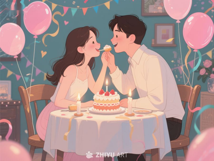 情侣共庆生日温馨时刻 530