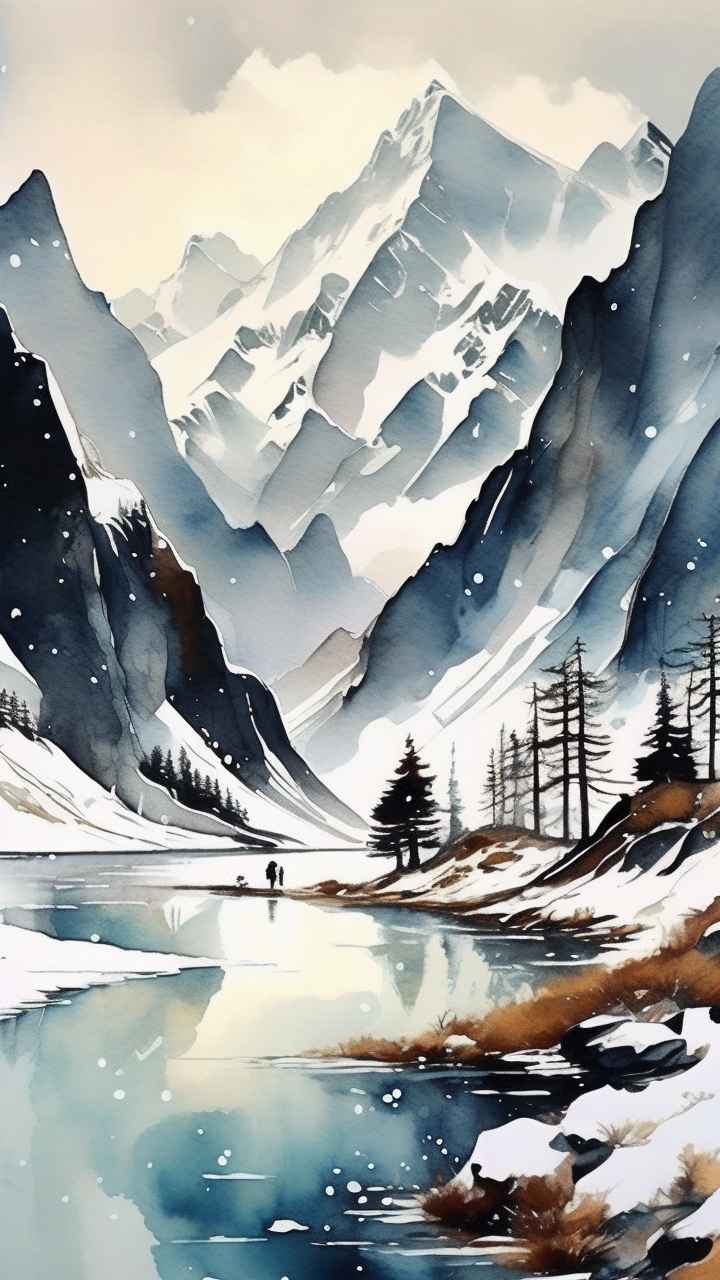 雪山高原冰川插画 30