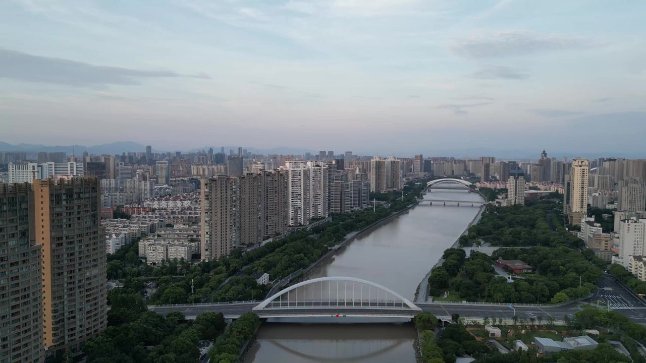 航拍浙江宁波城市风光宁波建设