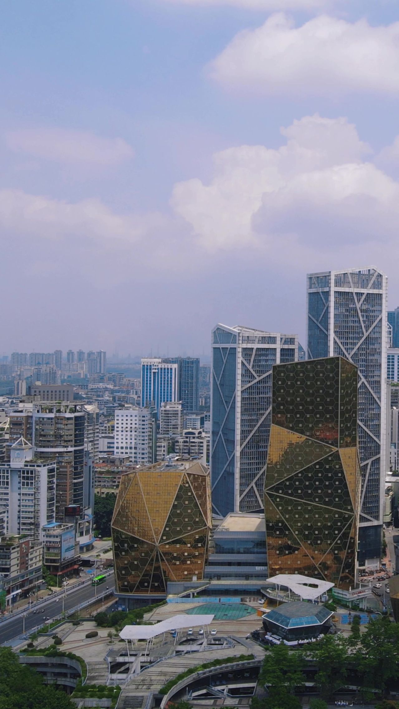 4K广西柳州五星商业圈高楼建筑步行街
