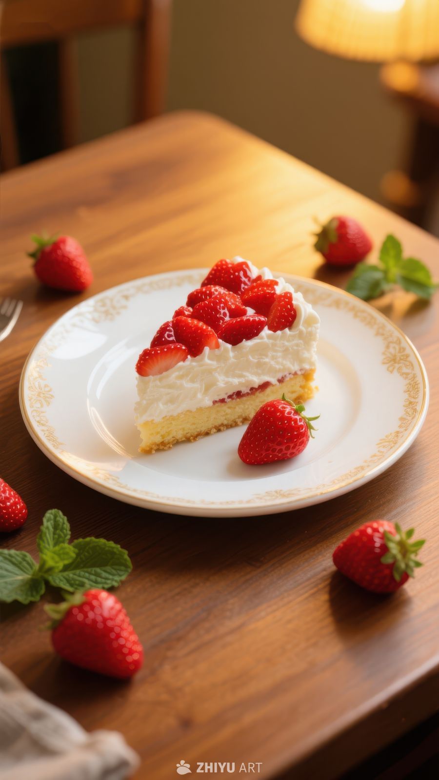 草莓奶油蛋糕切片