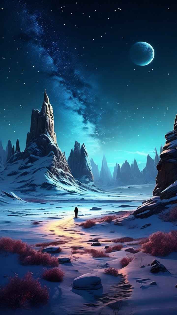 仙境广角冬日沙漠插画雪景 30