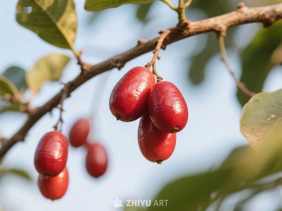树上成熟的红色果实 532