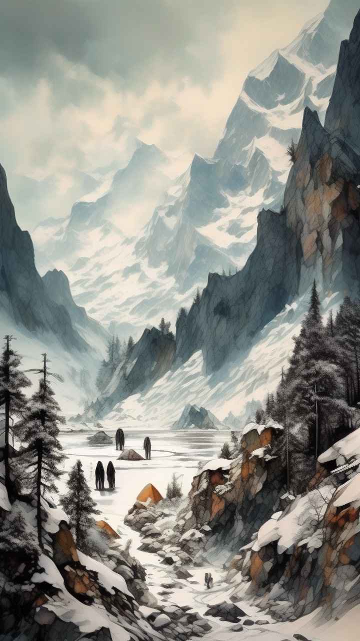雪山高原冰川插画 5