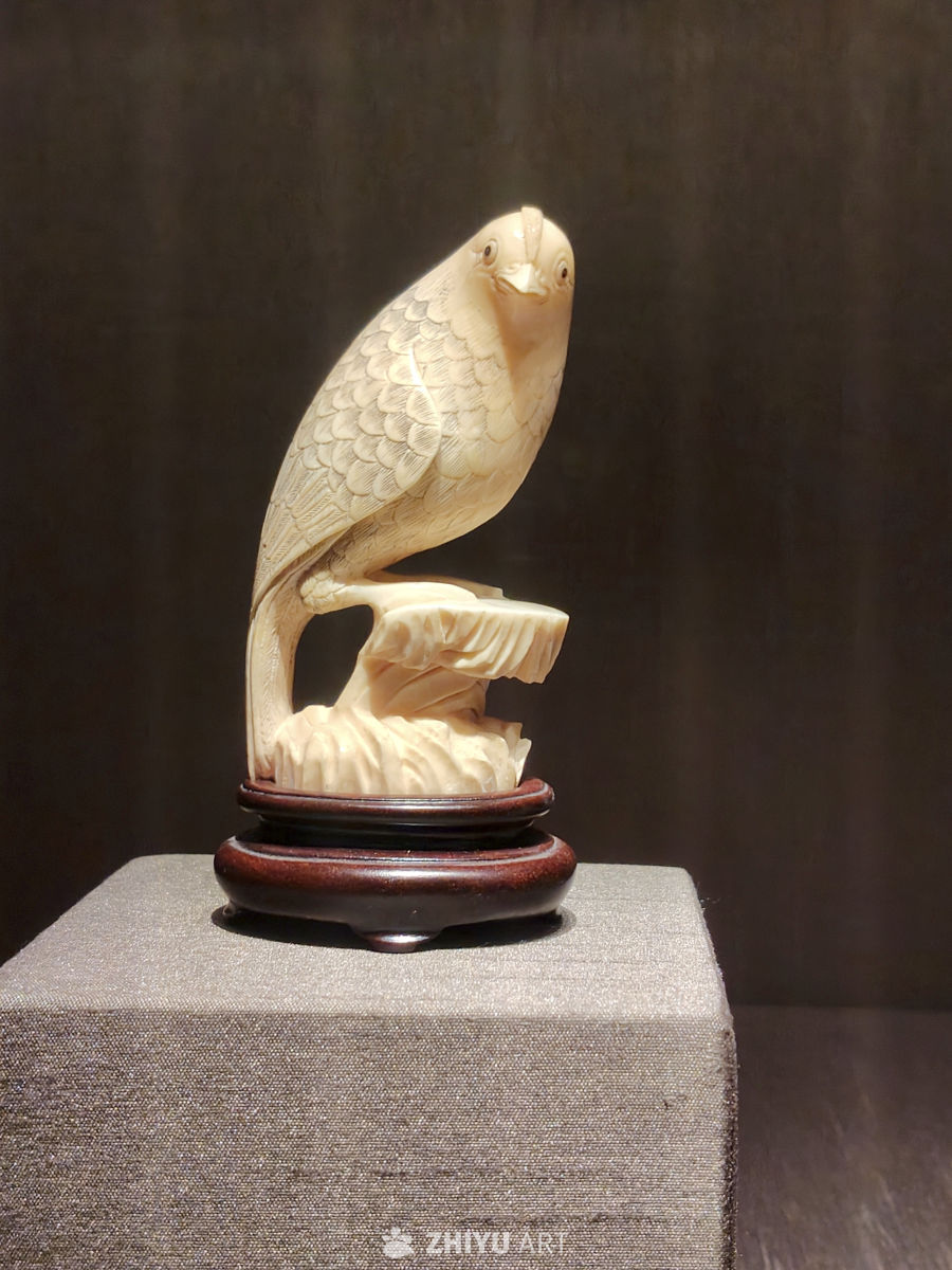 清代象牙雕鸟摆件