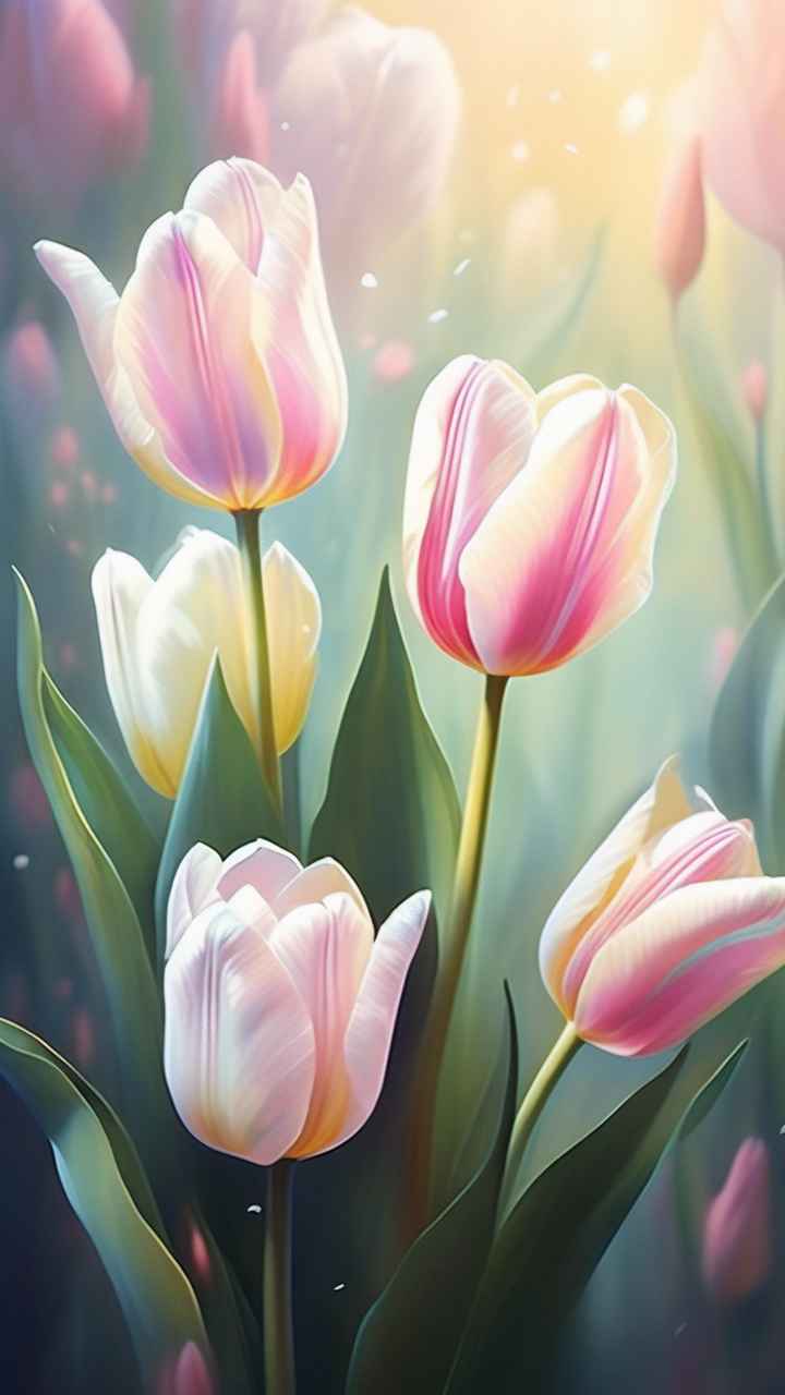 一个白色郁金香花束正在开放插画 62
