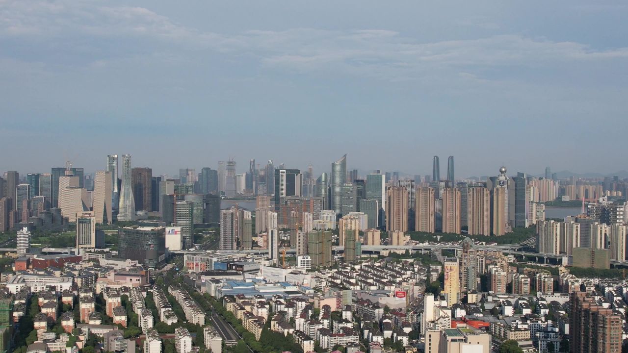 浙江杭州城市风光地标建筑航拍