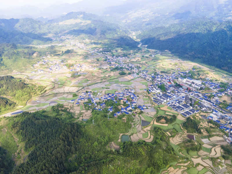 山川丘陵美丽向乡村农业种植航拍摄影图