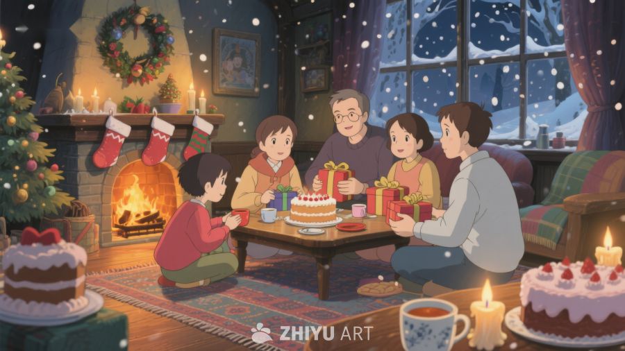 温馨家庭圣诞夜聚餐 268