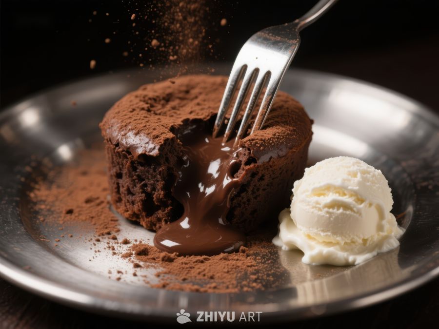 巧克力熔岩蛋糕配冰淇淋 833