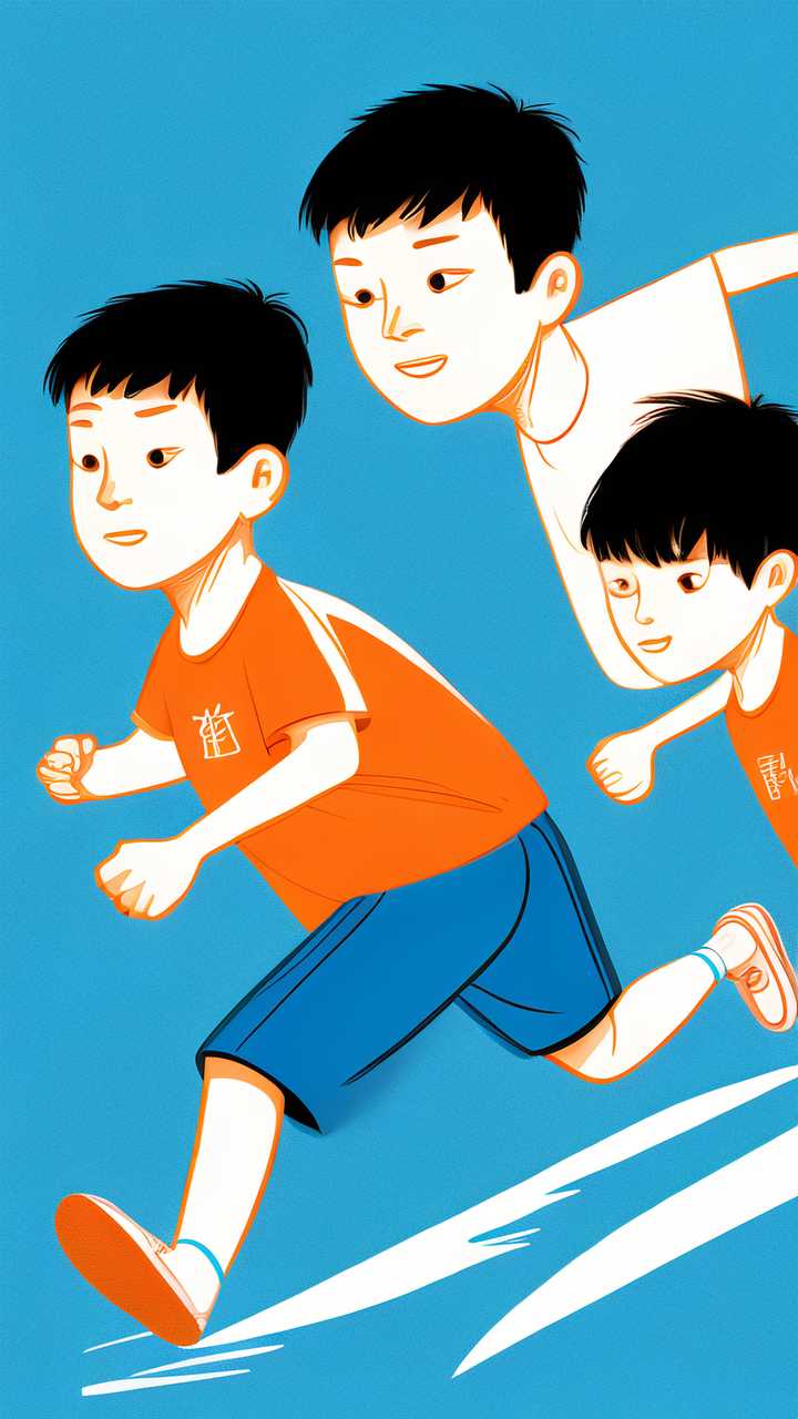 蓝色开学社团运动学生线条插画