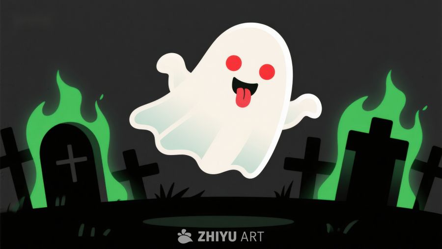 墓地中的可爱幽灵