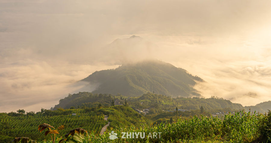 云海山间村景