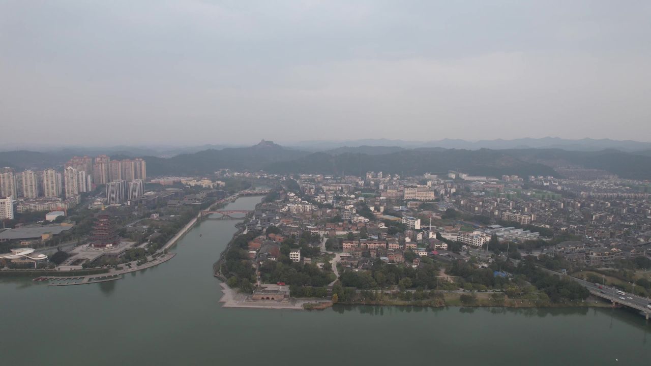 四川遂宁城市风光航拍