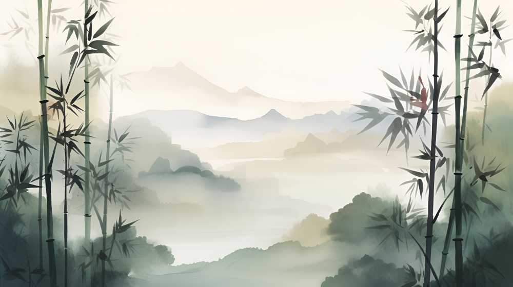古风竹子林画