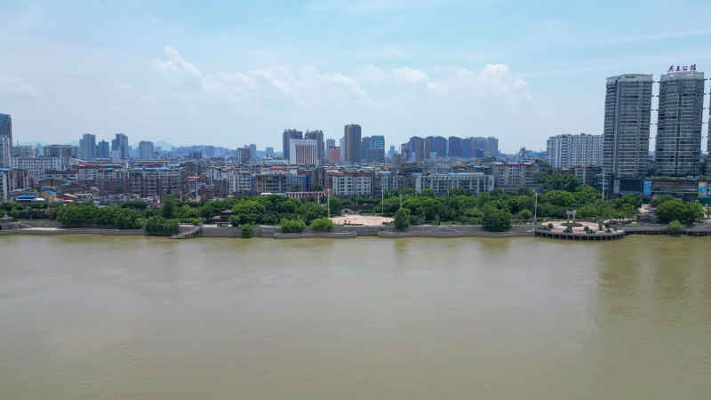 航拍湖北鄂州观音阁公园孙权广场