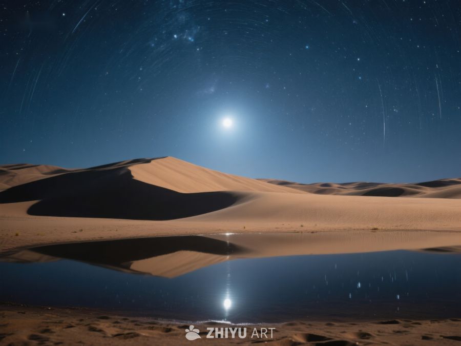 沙漠夜景：月光与星空的倒影 93