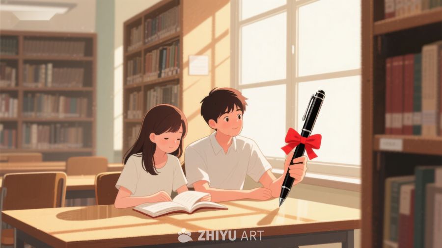 图书馆中专心学习的两人 358