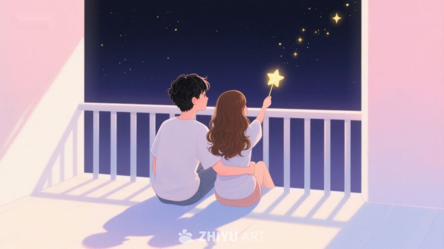 情侣夜观星空，温馨时刻 266