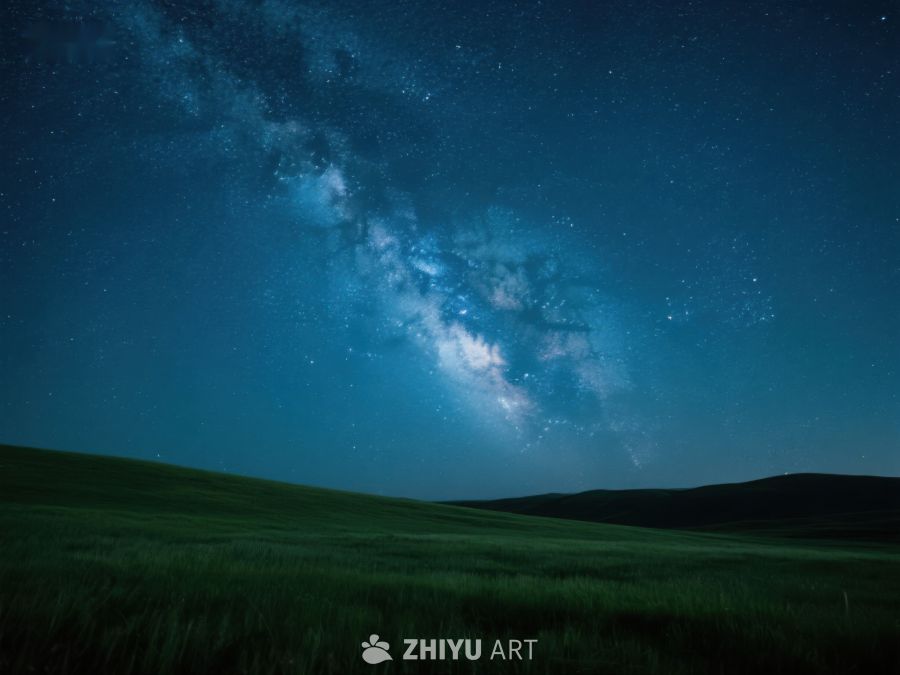 夜空银河下的草原 411