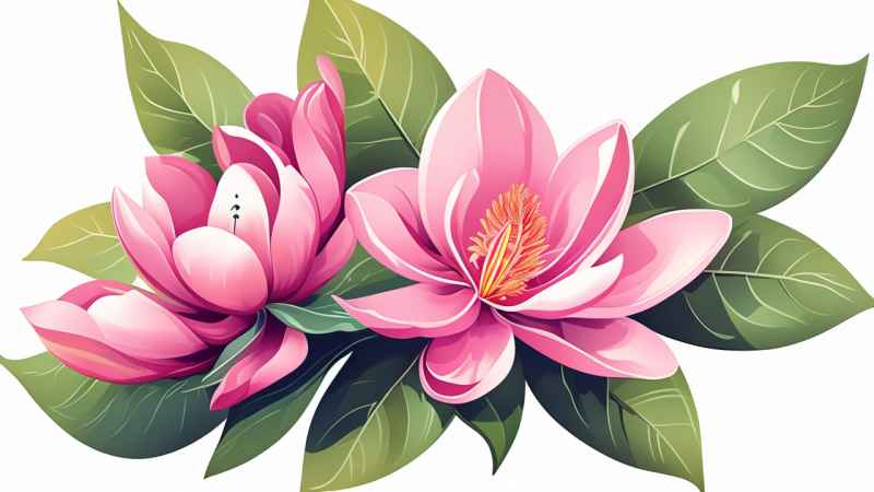 春季玉兰花扁平插画 7