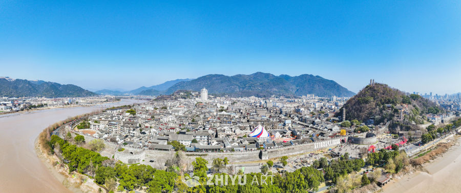 航拍浙江临海台州府城城区风光 69