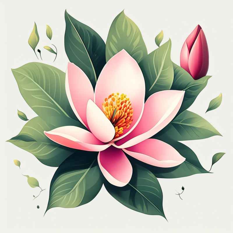 春季玉兰花扁平插画 4