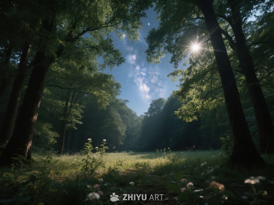 阳光穿透森林，照亮幽静小径 223