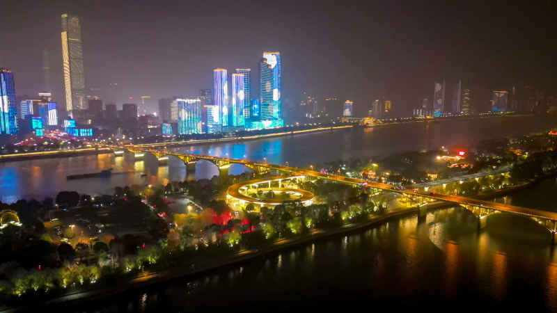 湖南长沙橘子洲大桥夜景
