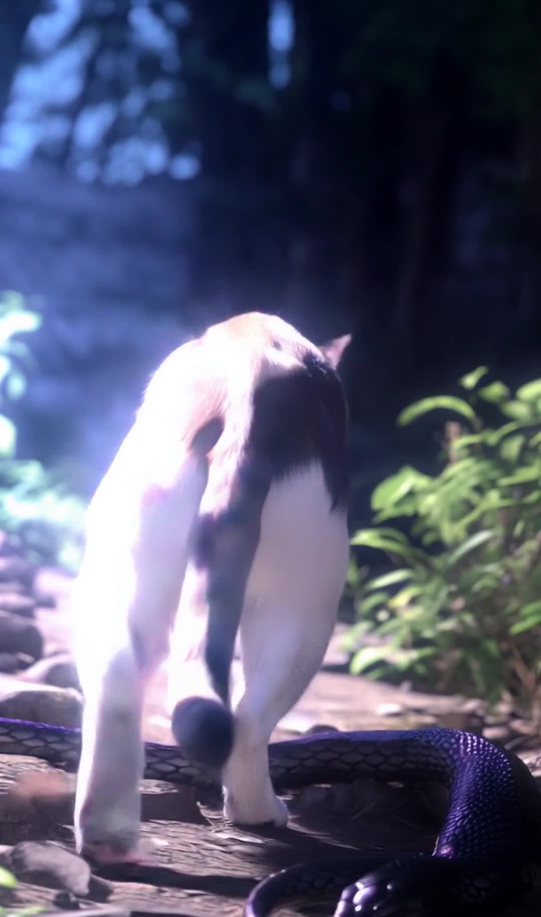 猫避开蛇：大自然中的潜在危险与警觉