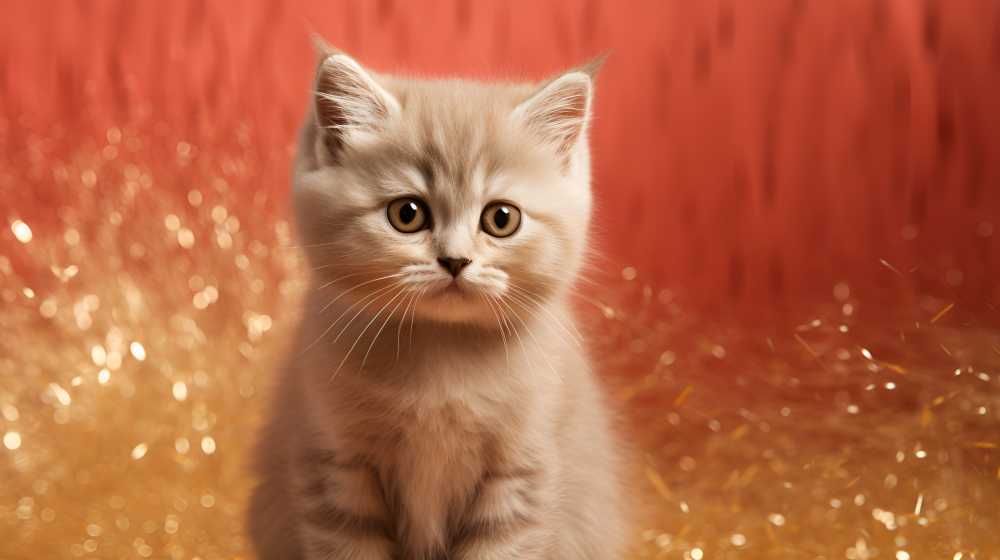 金黄色的小猫浅色背景