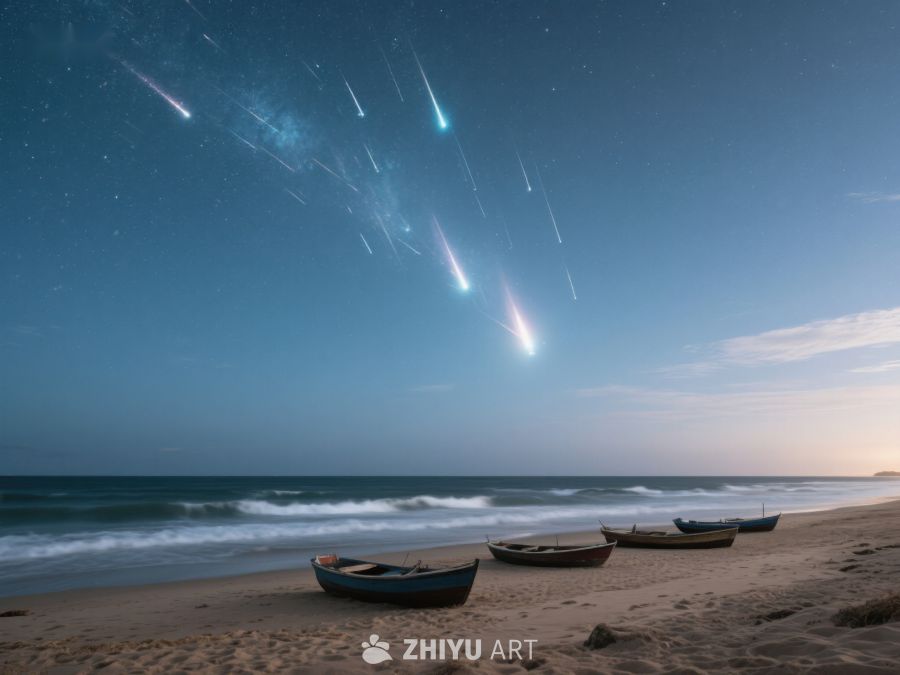 海滩夜景：流星划过天际 26