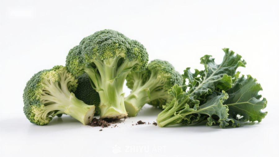 新鲜西兰花与羽衣甘蓝