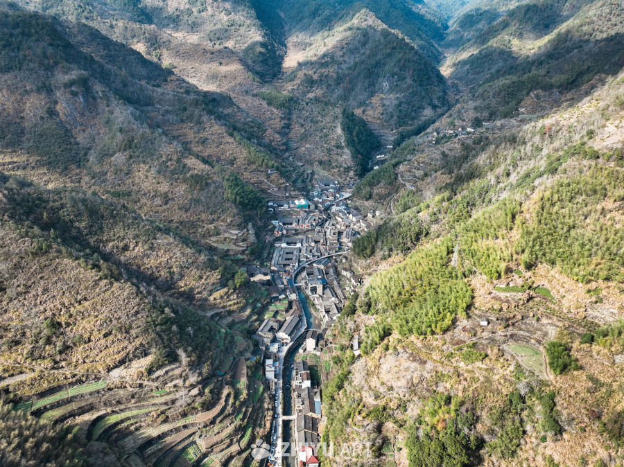 浙江金华武义山下鲍村航拍全景 18
