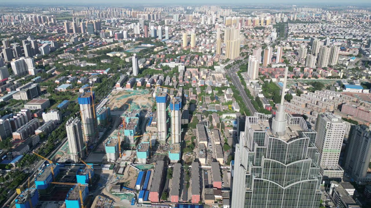 河北保定城市风光地标建筑航拍 