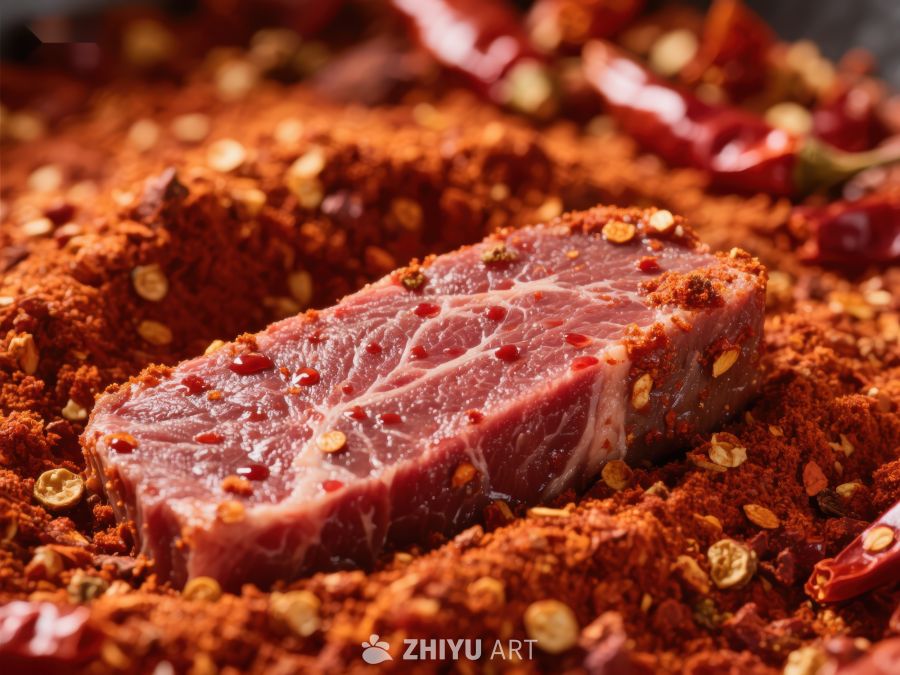 麻辣牛肉：香辣调料中的鲜嫩肉片 403