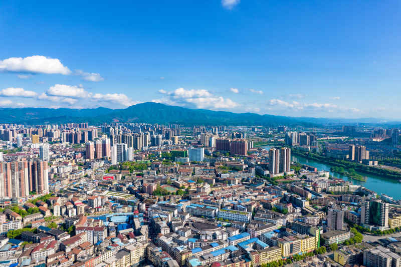 湖南湘西怀化城市风光航拍