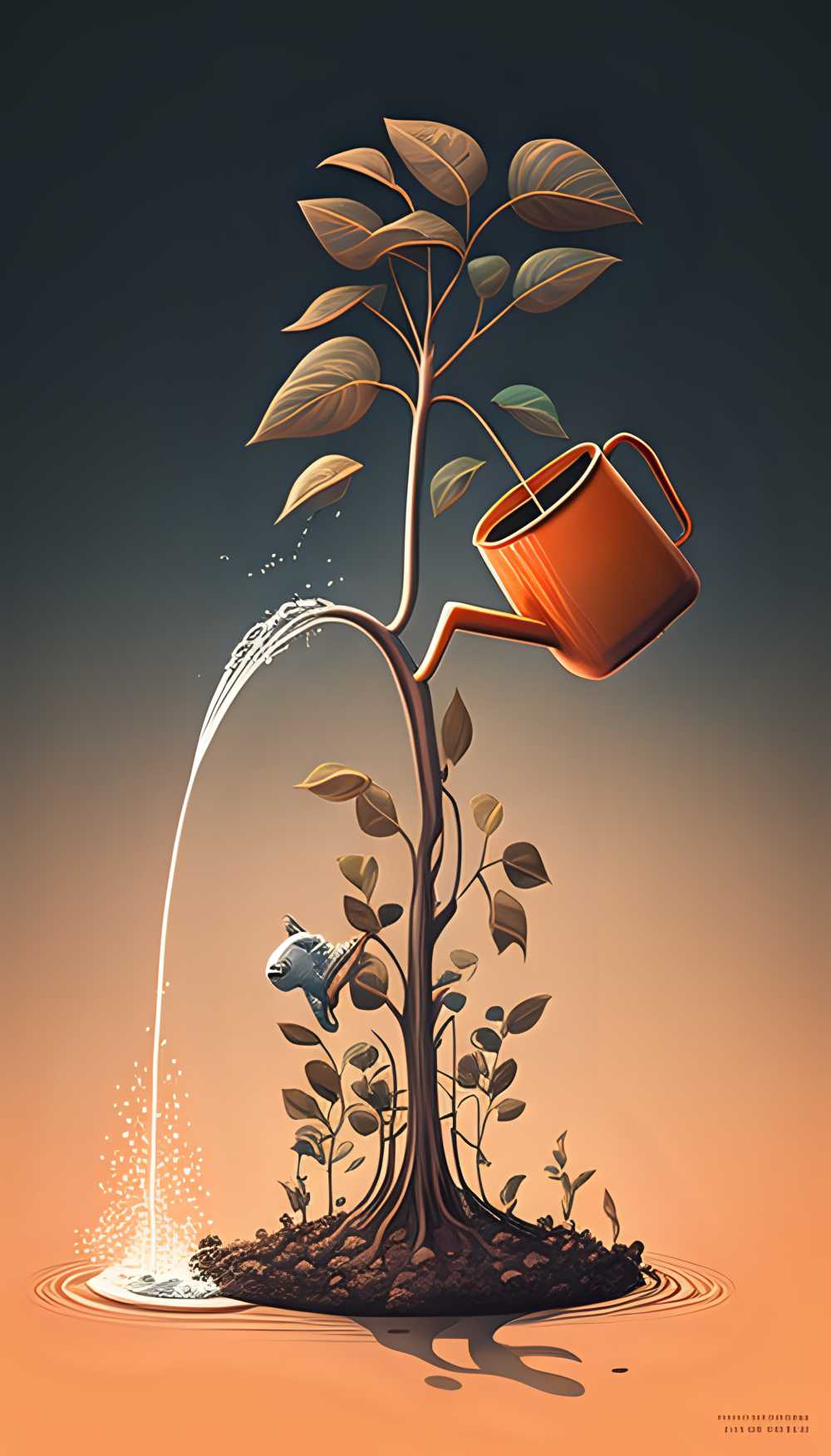 创意艺术画面劳动植树