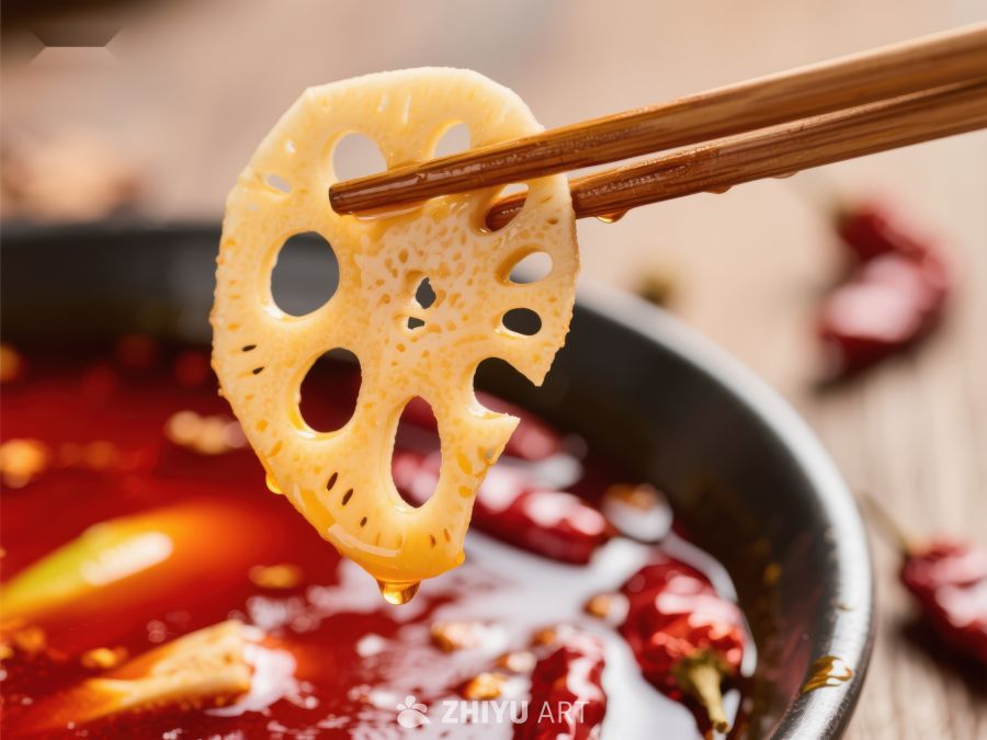 火锅中的莲藕片特写 207