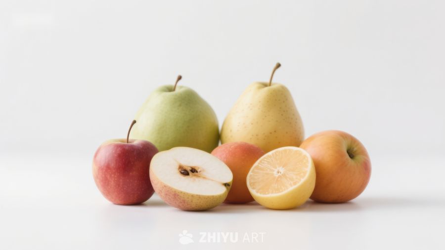 新鲜水果组合：苹果、梨与柠檬 1054